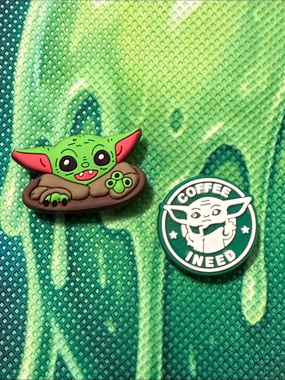 Green Baby Yoda Rubber Croc Charm Set